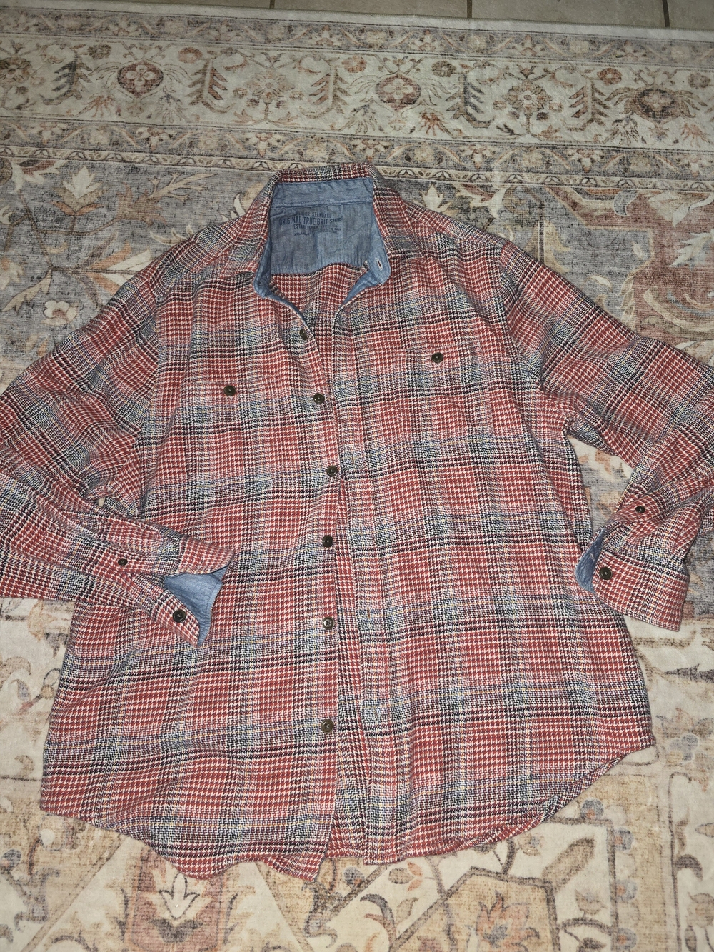 True Grit Red and Blue Plaid Lightweight Shirt Jacket